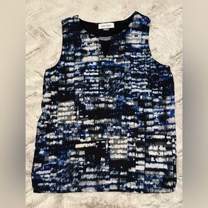 Calvin Klein Silver Plate V Neck Patterned Blouse